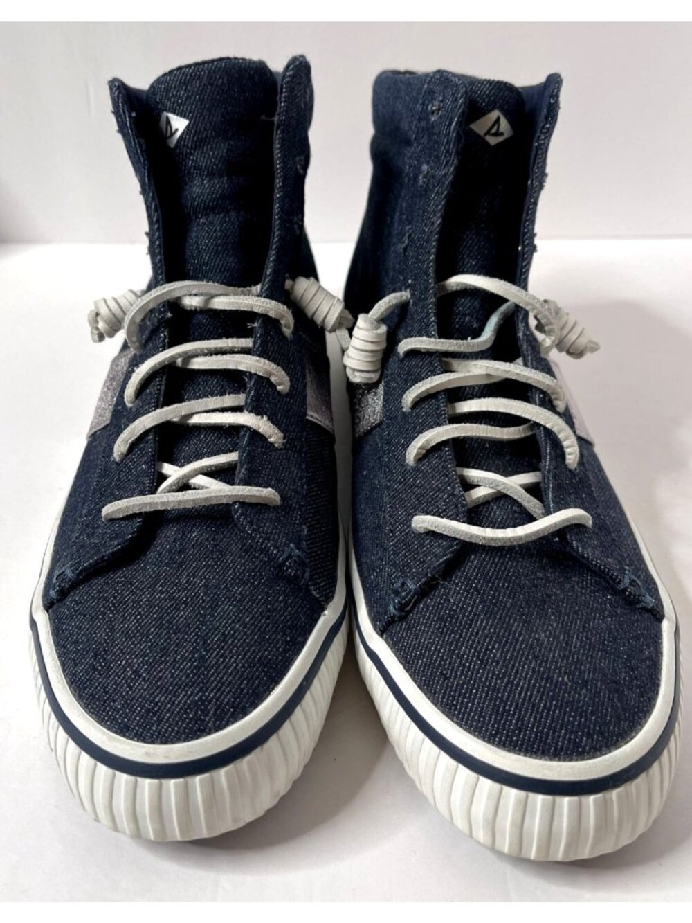 Sperry Top Sider Blue Silver High Tops Shoes Womens Size 12